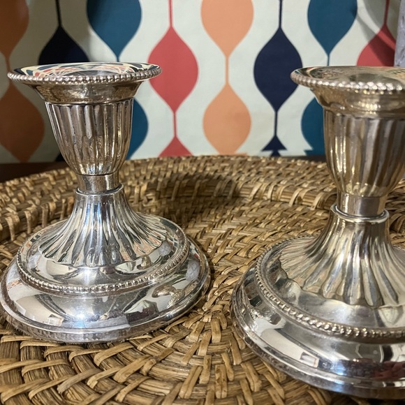 Pair of Vintage Silver-Plated Candlestick Holders - Picture 8 of 10